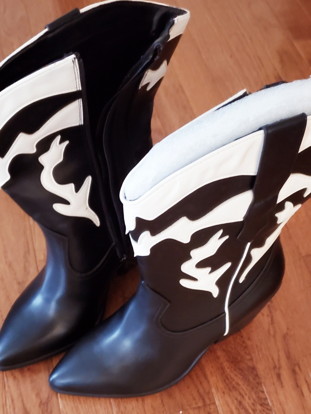 New Black and White Western-Inspired Heeled Boots, Torrid